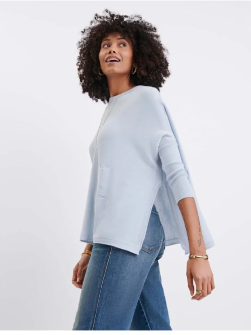MERSEA Catalina Sky Blue Crewneck Relaxed Fit Coastal Dolman Sweater One Size